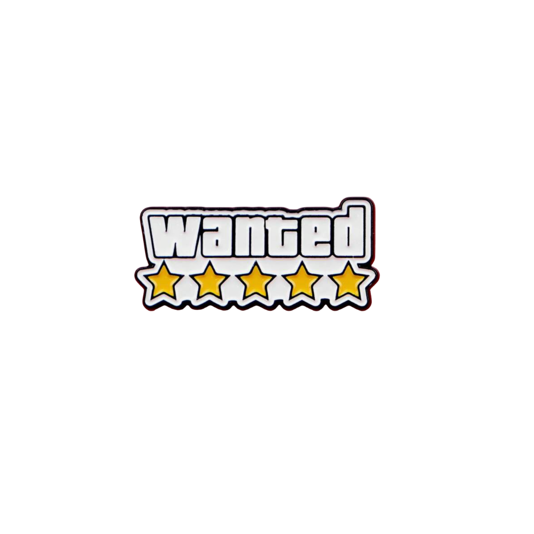 Full Wanted Level 5 Star Gaming Open World Video Retro Game Inspired Enamel Lapel Pin