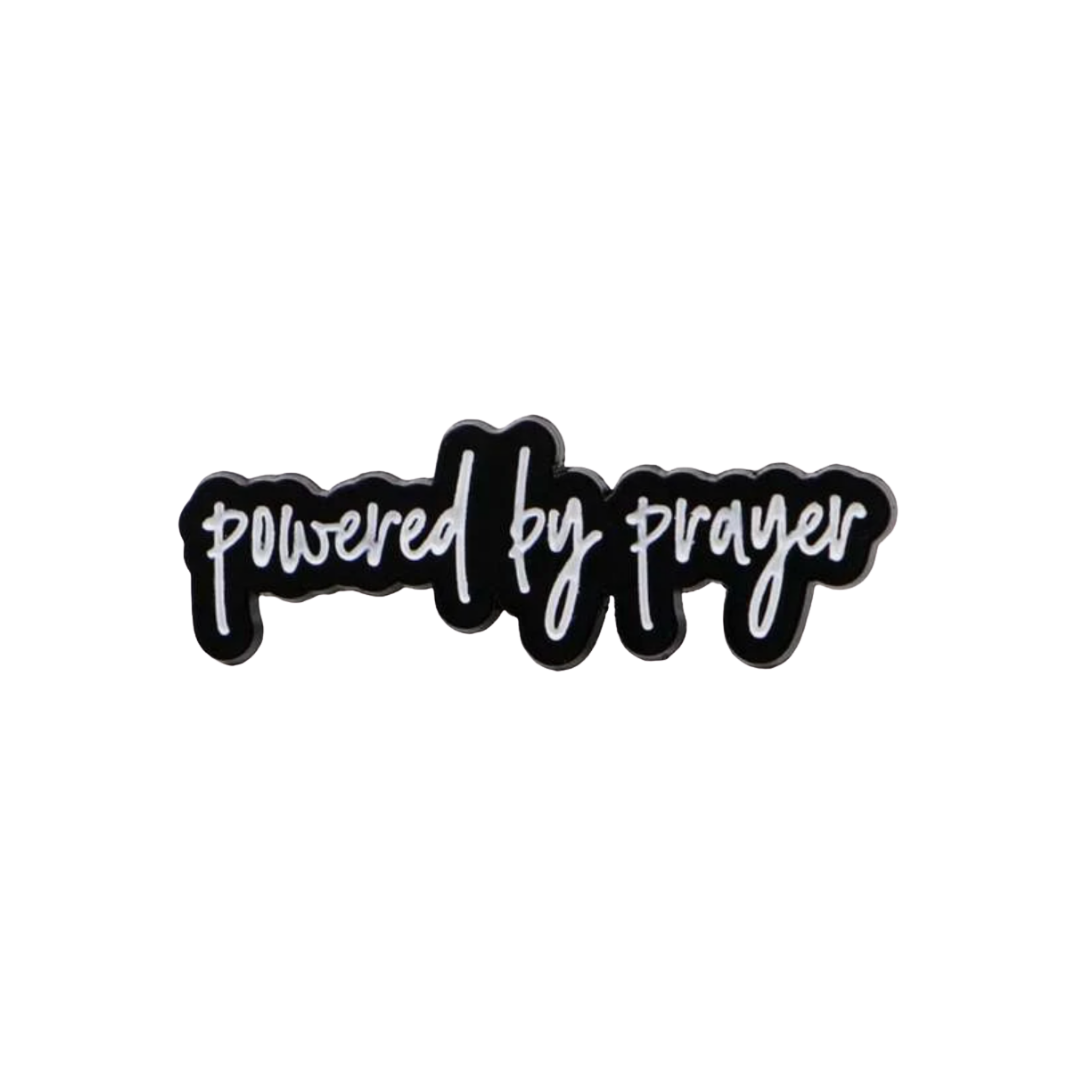 Cute "Powered by Prayer" Faith-Based and Motivational Religious or Christian Faith Inspirational Enamel Pin Lapel Badge