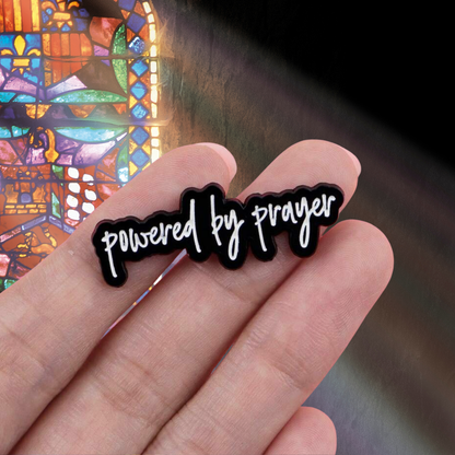 Cute "Powered by Prayer" Faith-Based and Motivational Religious or Christian Faith Inspirational Enamel Pin Lapel Badge