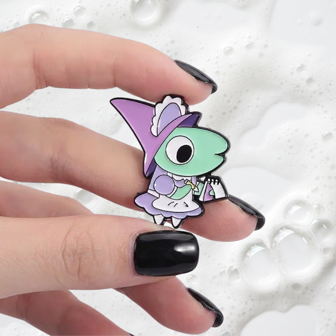 Glep in Quirky Purple Maid Costume Outfit Enamel Pin or Lapel Badge for Adult Animation Inspired Fans