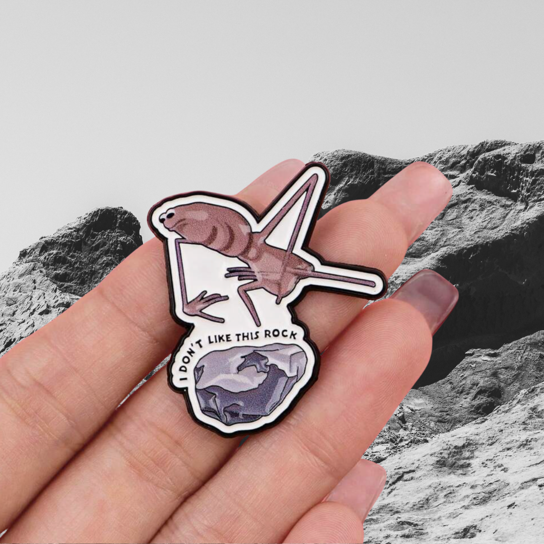 Marcus the worrm Internet Culture & Comedy Fan "I Don't Like This Rock" Funny Meme Weird & Whimsical Gift Enamel Pin