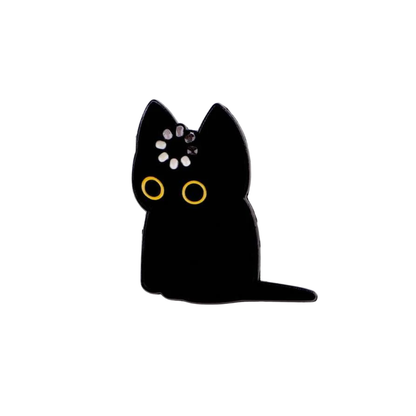 Black Cat Funny No Thoughts Head Empty and "Void" Kitty Meme Enamel Pin - Sarcastic Humor Gift for Cat Lovers