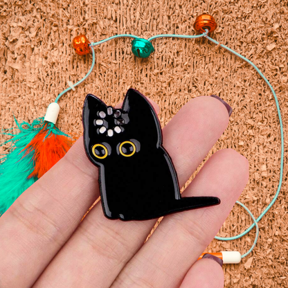 Black Cat Funny No Thoughts Head Empty and "Void" Kitty Meme Enamel Pin - Sarcastic Humor Gift for Cat Lovers