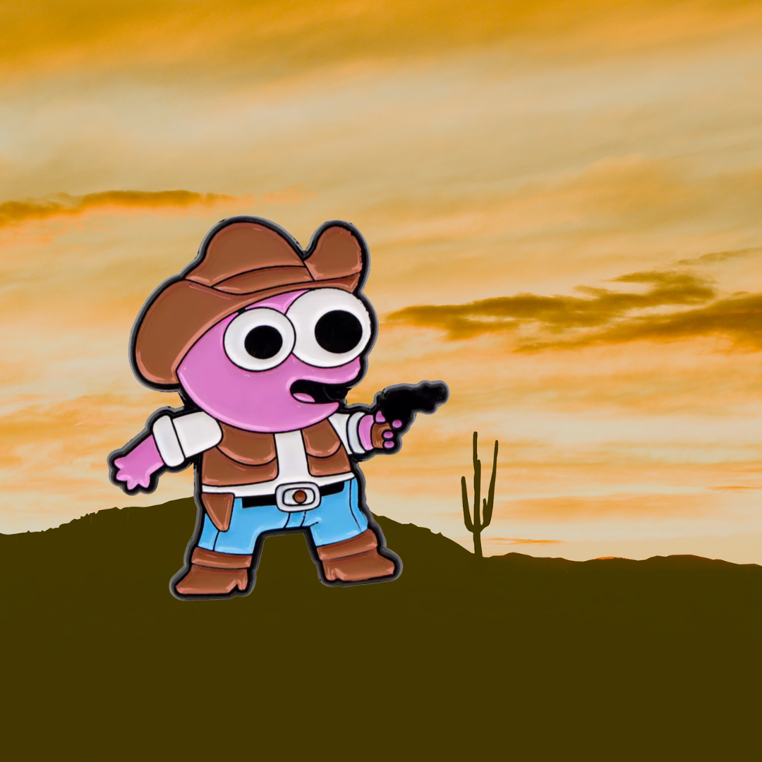 Pim Cowboy Enamel Pin from Smiling Friends Surreal Indie Animation Cartoon Collectible Funny Gift for Fans
