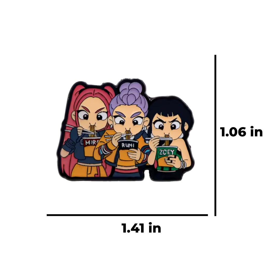 Mira, Rumi, Zoey Fandom Kpop Ramen Cup of Noodles Enamel Lapel Pin or Brooch