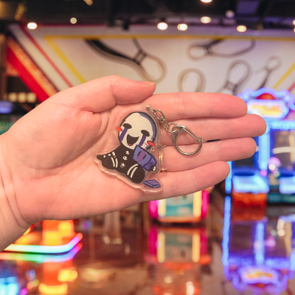 Five Nights at Freddy's Mysterious Puppet or Creepy Possessed Doll i Spooky Black & White Acrylic Keychain and Indie Horror Game Inspired Charm