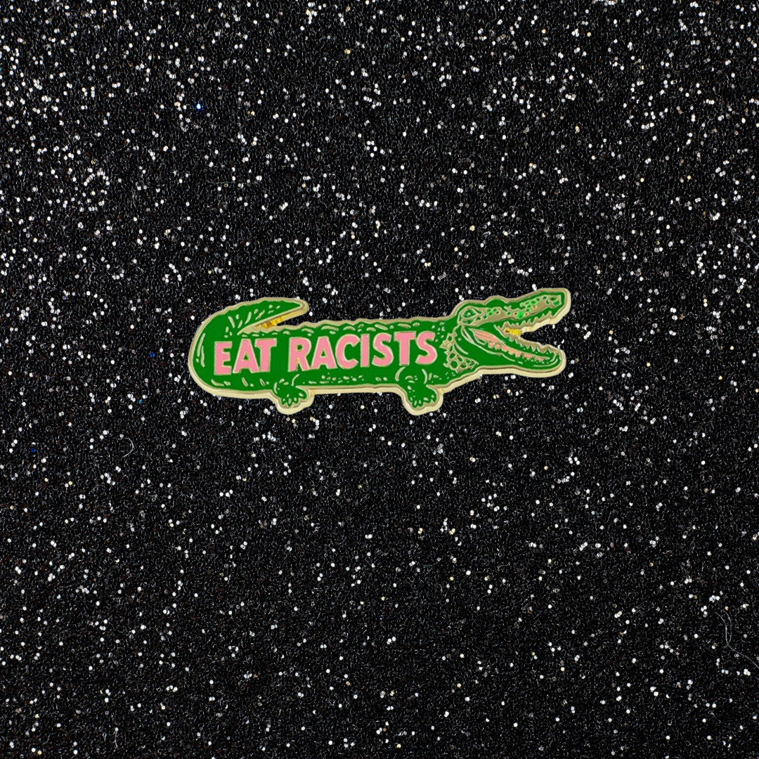 Statement Alligator Enamel Pin Anti-Racism Social Justice Activist Brooch Unique Political Lapel Pin for Protest & Solidarity