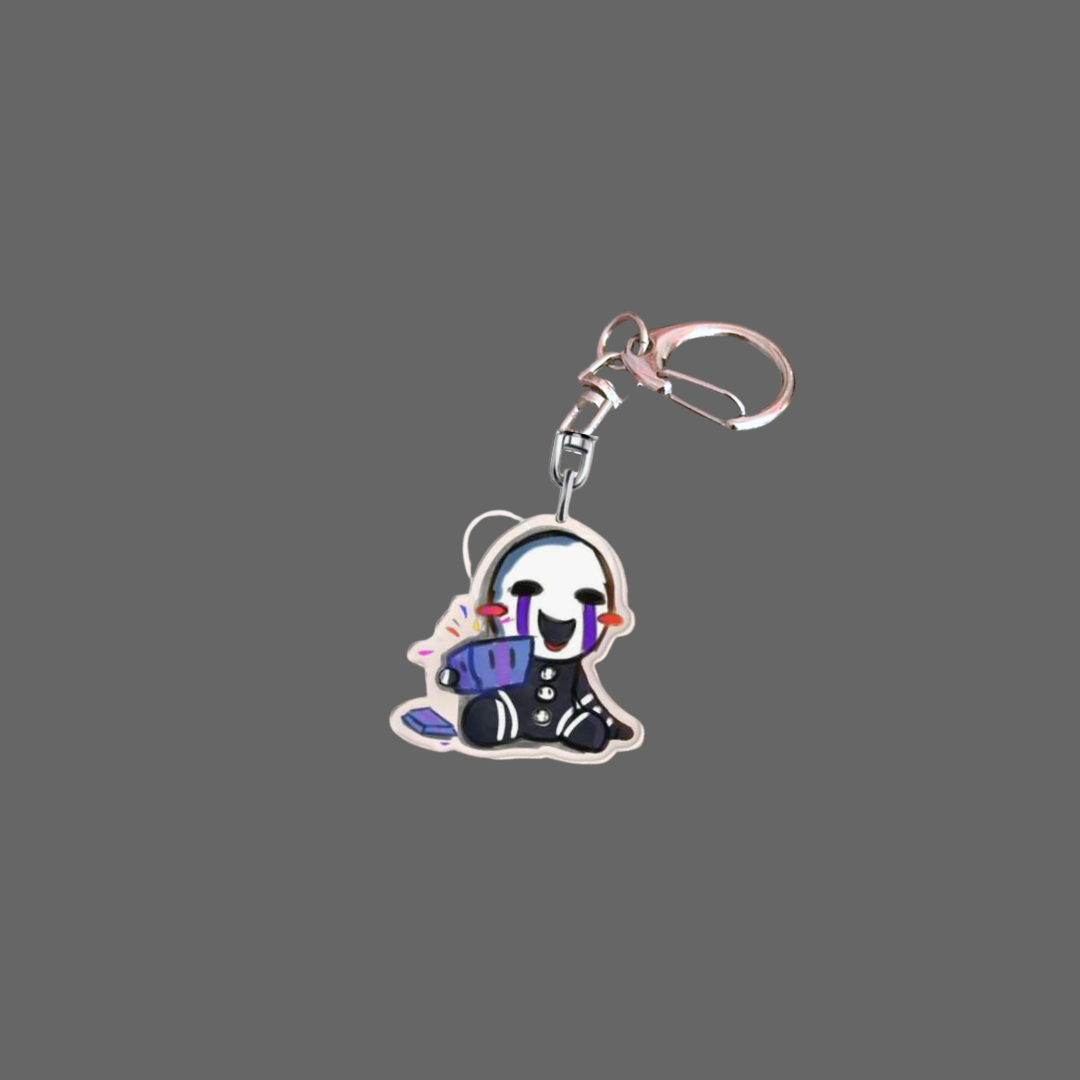 Five Nights at Freddy's Mysterious Puppet or Creepy Possessed Doll i Spooky Black & White Acrylic Keychain and Indie Horror Game Inspired Charm
