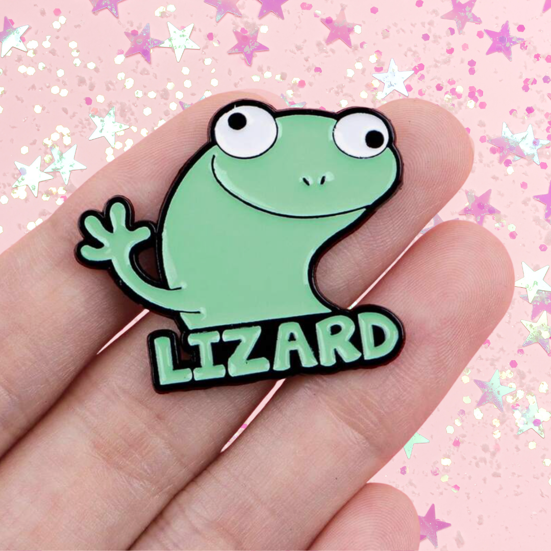 Funny Lizard Meme Enamel Pin for Backpacks "Brain Rot" TikTok Brooch Custom Aesthetic Lapel Pin for Meme Lovers