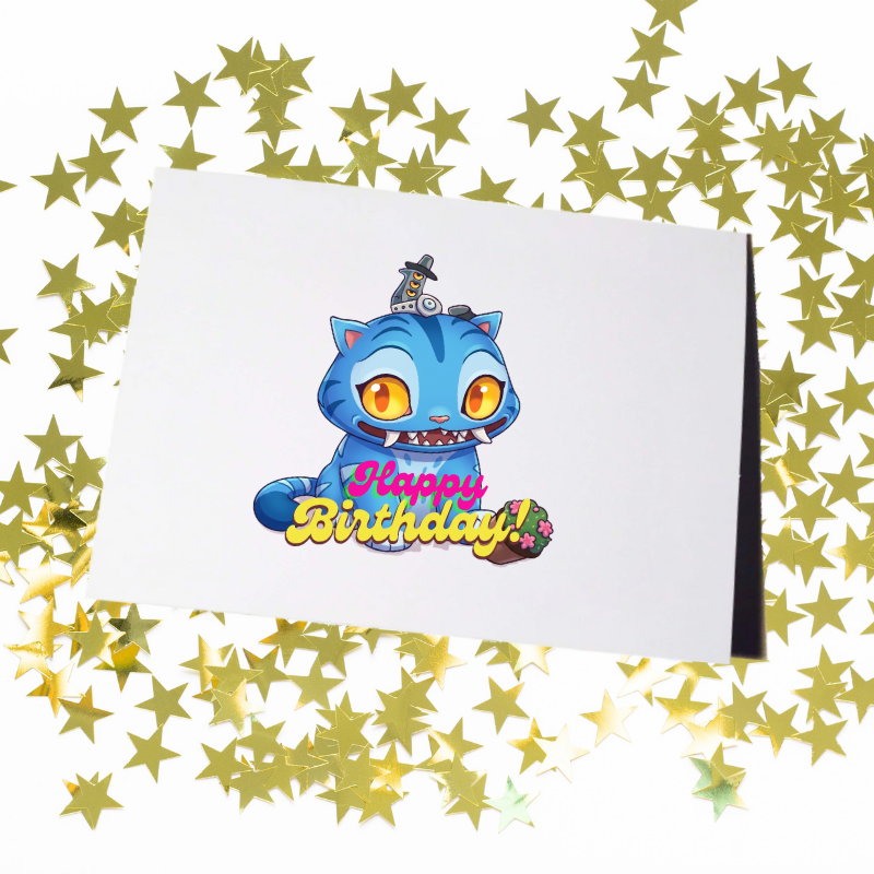 K-Pop Derpy Tiger & Sussie Magpie Birthday Card