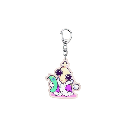 Anxious King Chess Piece Acrylic Keychain that is a Retro Indie Animation Inspired of a Chaotic Digital Jester Charm