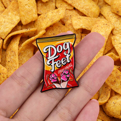 Dog Feet Chips Funny Dog Paw that smell like Corn Chips Snacks Enamel Pin or Lapel Badge for Sarcastic Pet Lovers