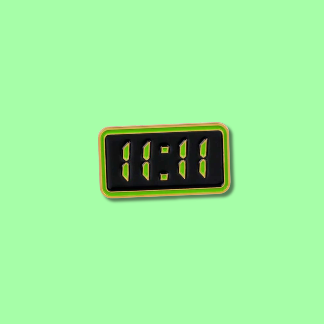11:11 Make A Wish and Angel Number Manifestation Digital Alarm Clock for Aesthetic Lucky Charm and Spiritual Alignment Enamel Pin and Lapel Badge
