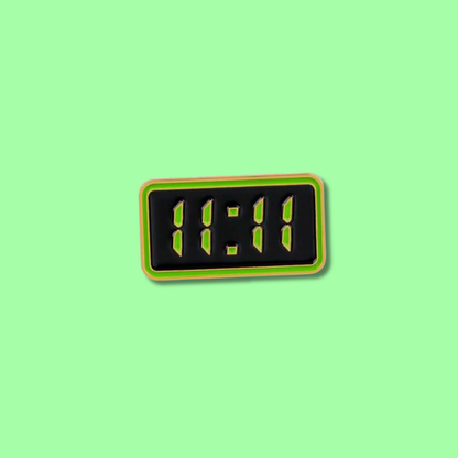 11:11 Make A Wish and Angel Number Manifestation Digital Alarm Clock for Aesthetic Lucky Charm and Spiritual Alignment Enamel Pin and Lapel Badge