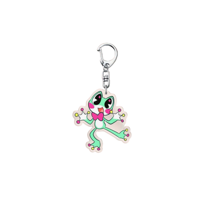 Ribbit Lanky and Quirky Green Frog Acrylic Keychain with or Retro Indie Animation Cartoon Amphibian Inspired Charm