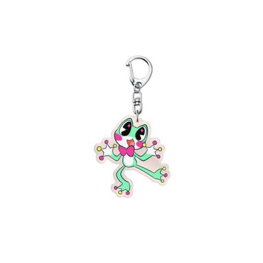 Ribbit Lanky and Quirky Green Frog Acrylic Keychain with or Retro Indie Animation Cartoon Amphibian Inspired Charm