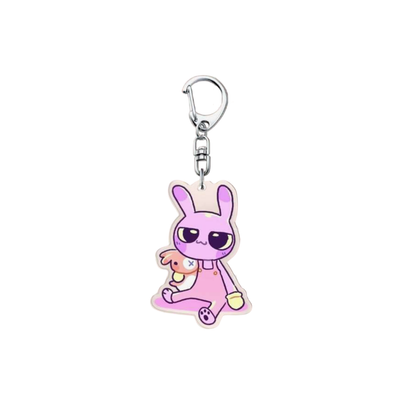 Purple Rabbit Acrylic Charm or Keychain a Chaotic Cartoon Jester with a Retro 90s CGI Aesthetic and Weirdcore & Kidcore Bag Accessory for Fans