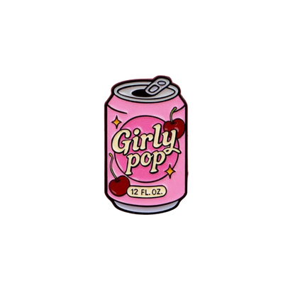 Girly Pop Pink Fizzy Cherry Soda Drink that is Cute for a Y2K Nostalgia, Kawaii, and Coquette Aesthetic Lapel Badge and Enamel Pin