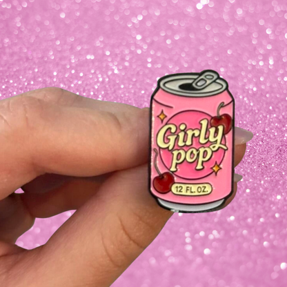 Girly Pop Pink Fizzy Cherry Soda Drink that is Cute for a Y2K Nostalgia, Kawaii, and Coquette Aesthetic Lapel Badge and Enamel Pin