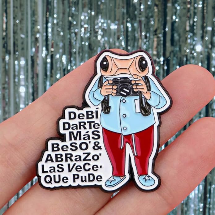 Bad Bunny DtMF Pin - "More Kisses and Hugs" Viral Lyric Enamel Pin