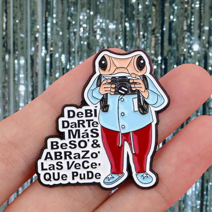 Bad Bunny DtMF Pin - "More Kisses and Hugs" Viral Lyric Enamel Pin