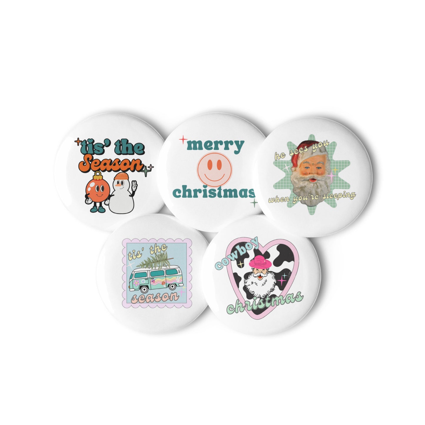 Set of Christmas pin buttons