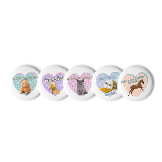 Set of sassy animal pin buttons