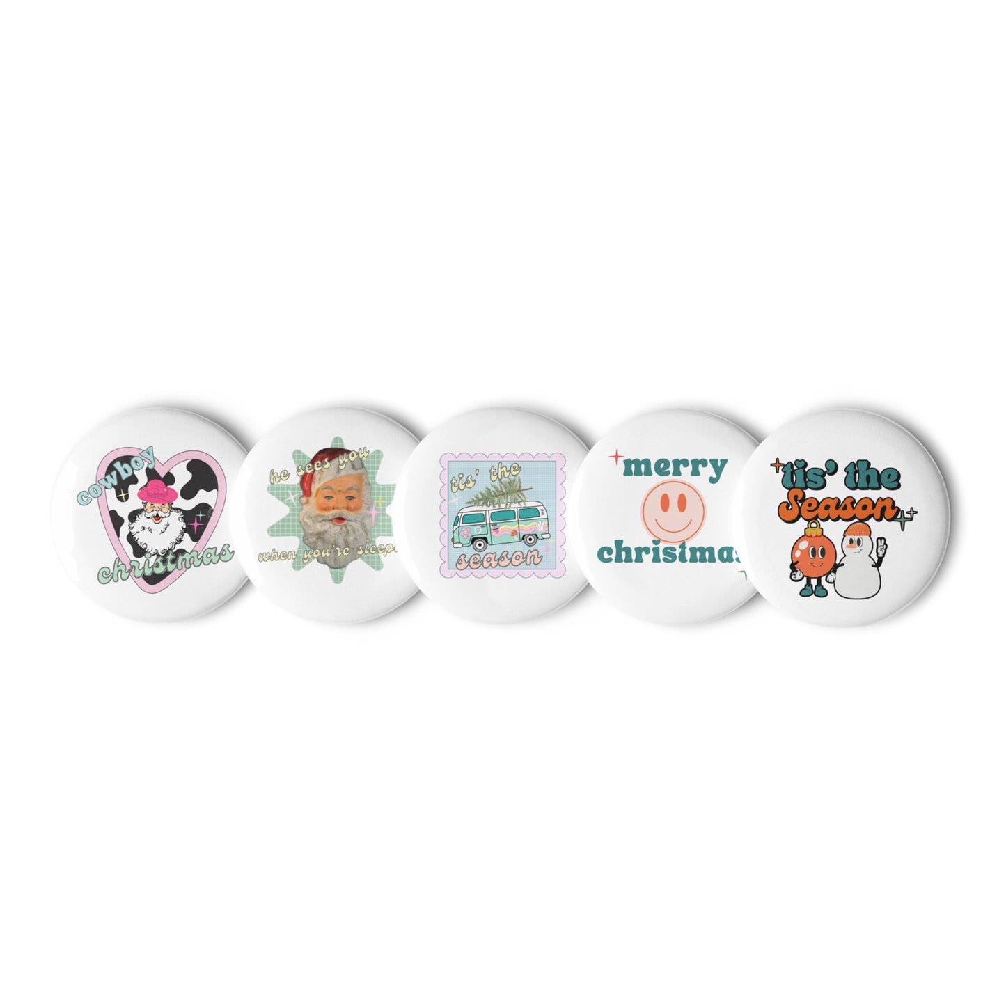 Set of Christmas pin buttons