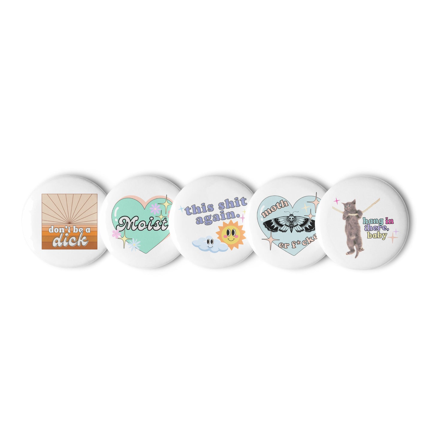 Set of fresh and funny pin buttons