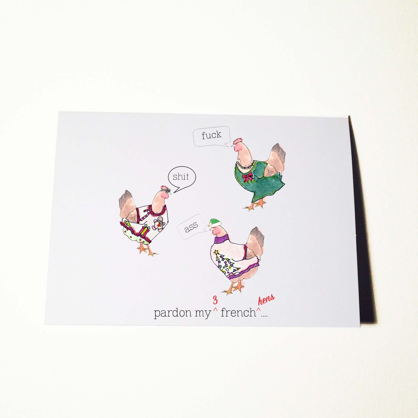 Pardon My French Hens Christmas Card