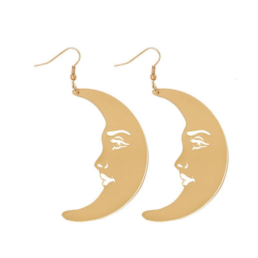 Acrylic Gold Mirror Moon Earrings