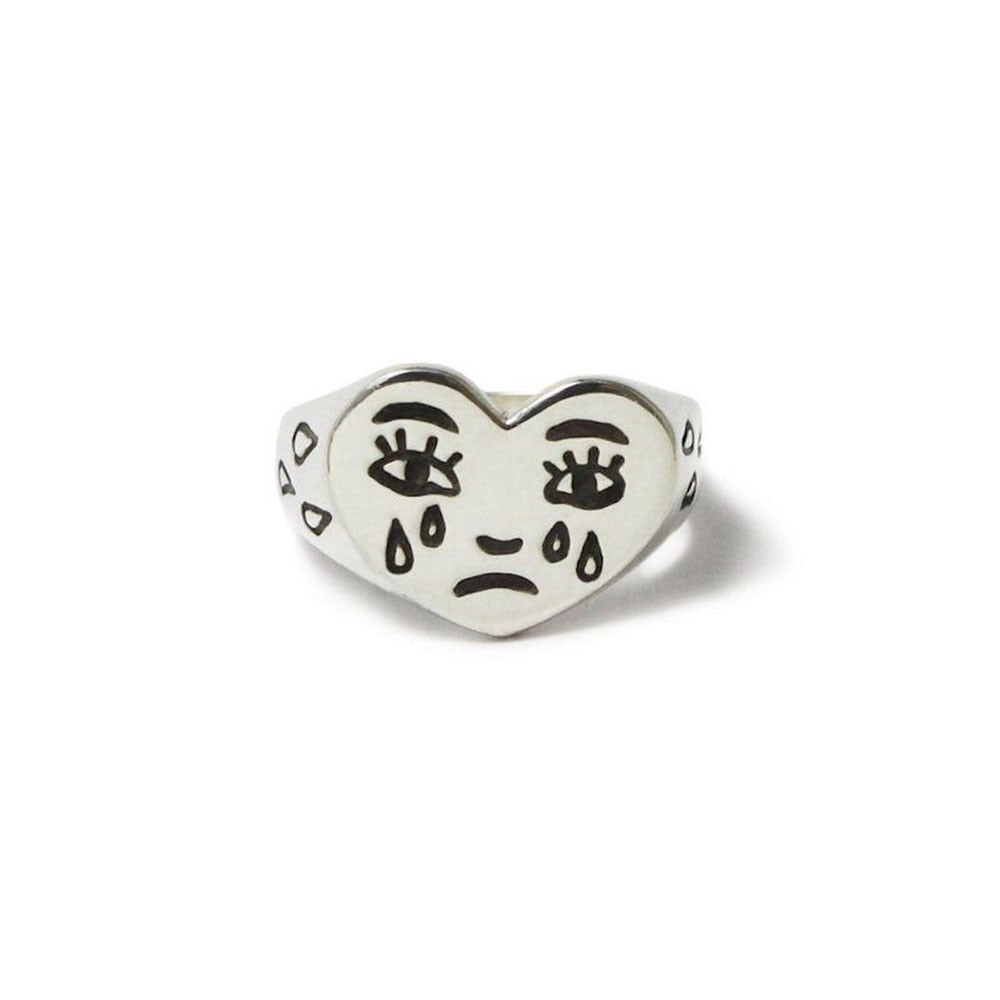Crying Face Heart Ring