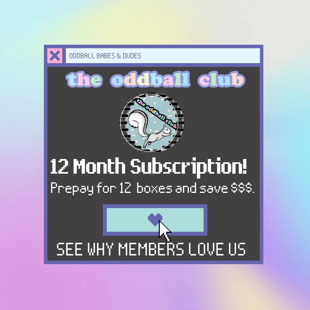 Join the Oddball Club today for a 12-month subscription and see why our members love us! This graphic image features our quirky Oddball Club logo with a playful design.
