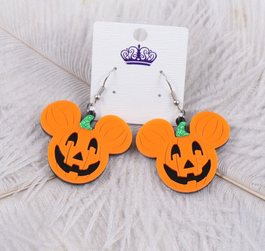 Halloween Pumpkin Mouse Dangle Earrings