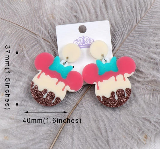 Mouse Glitter Ice Cream Earrings