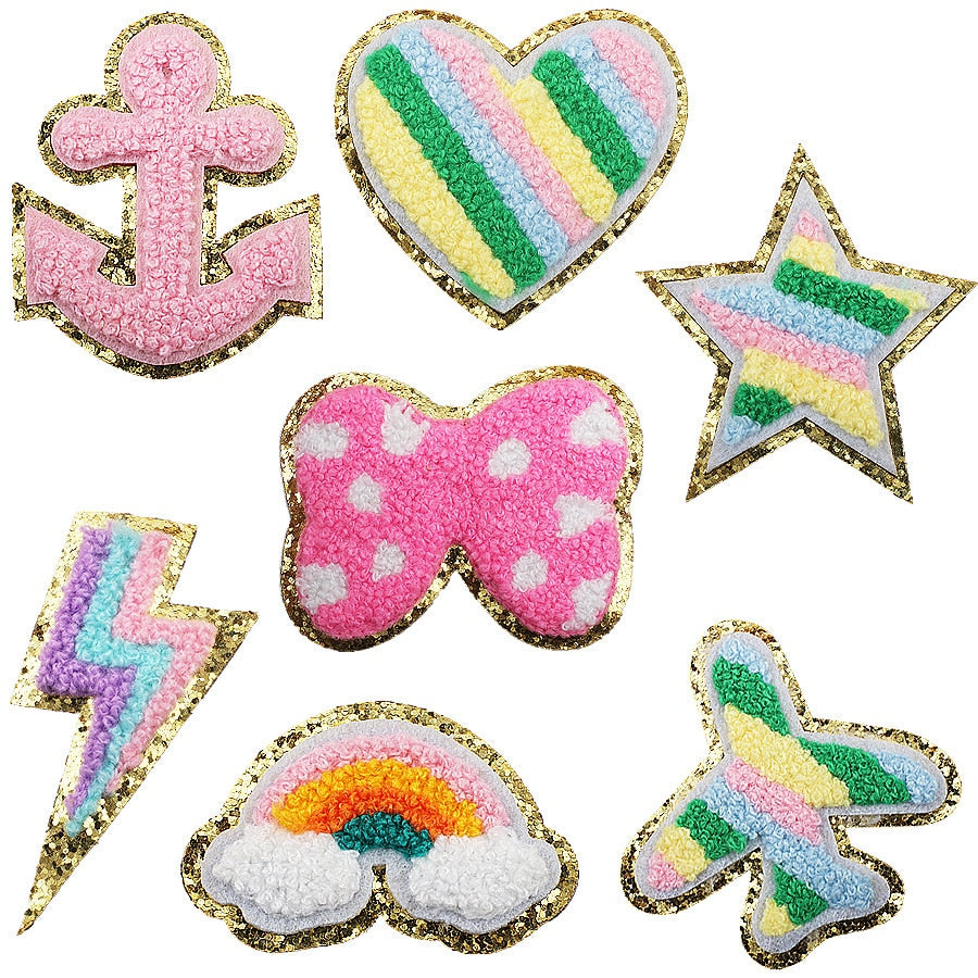 Chenille Embroidery Glitter Patches