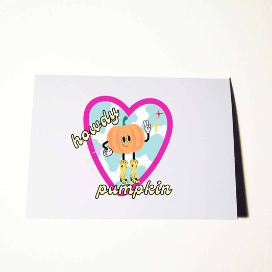 Howdy Cowgirl Pumpkin Halloween Card