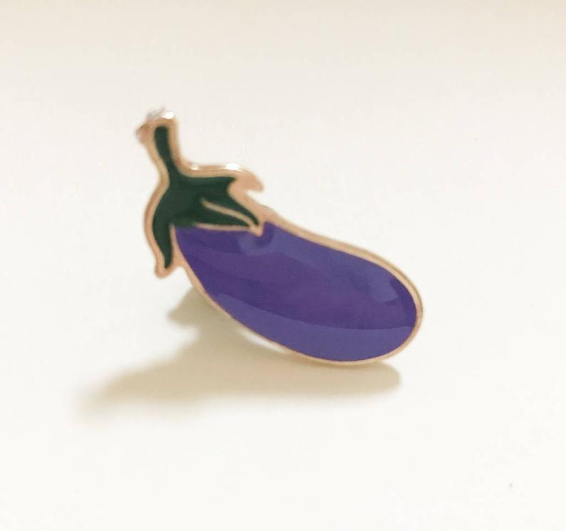 Eggplant Emoji Enamel Pin