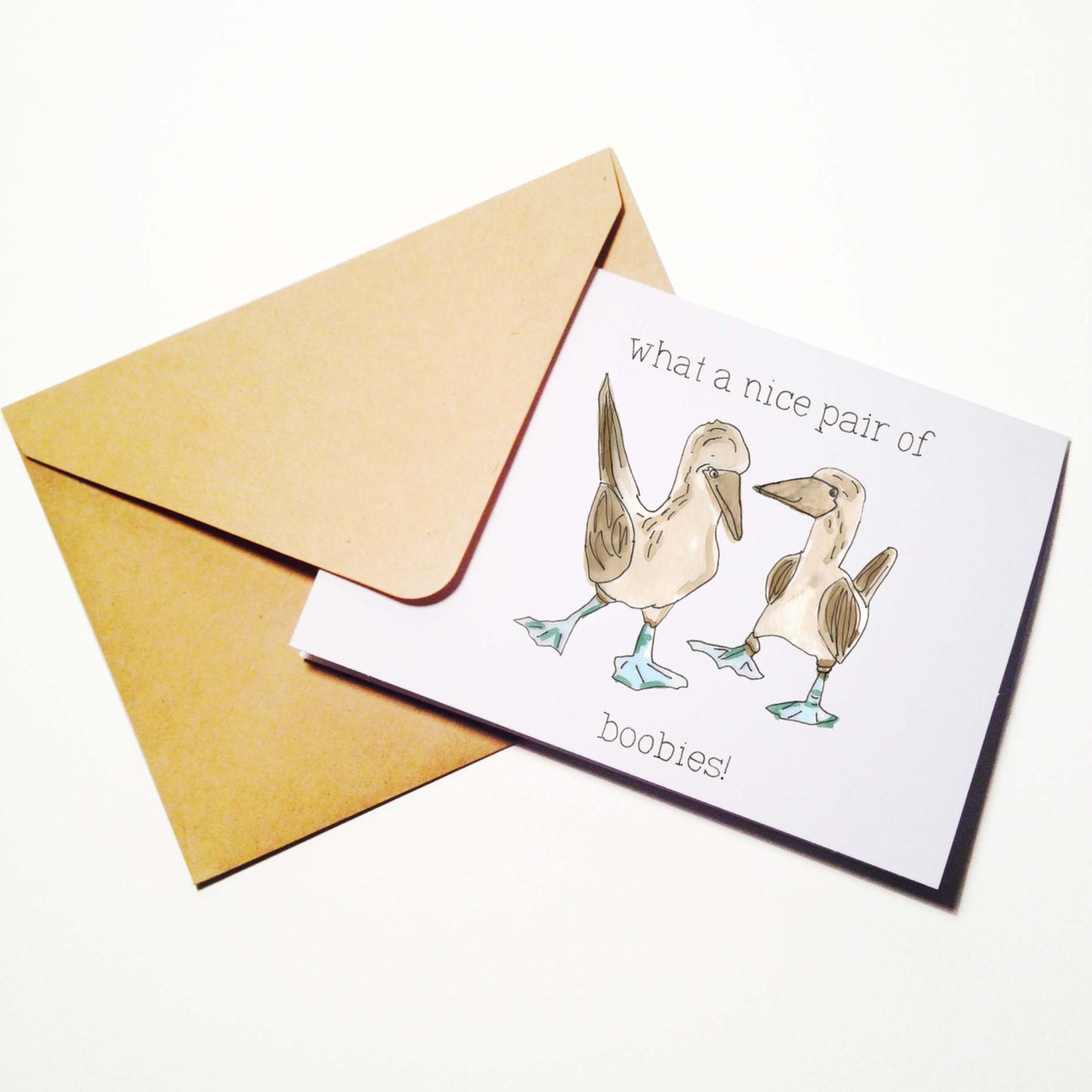 Blue Footed Boobies Humor and Just Because Card